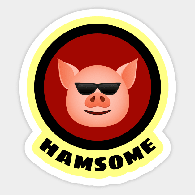 Hamsome - Pig Pun Sticker by Allthingspunny